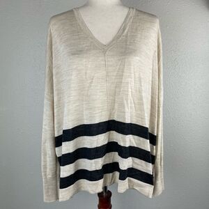 Loft Oversized Wool Blend V-Neck Sweater Size L EUC